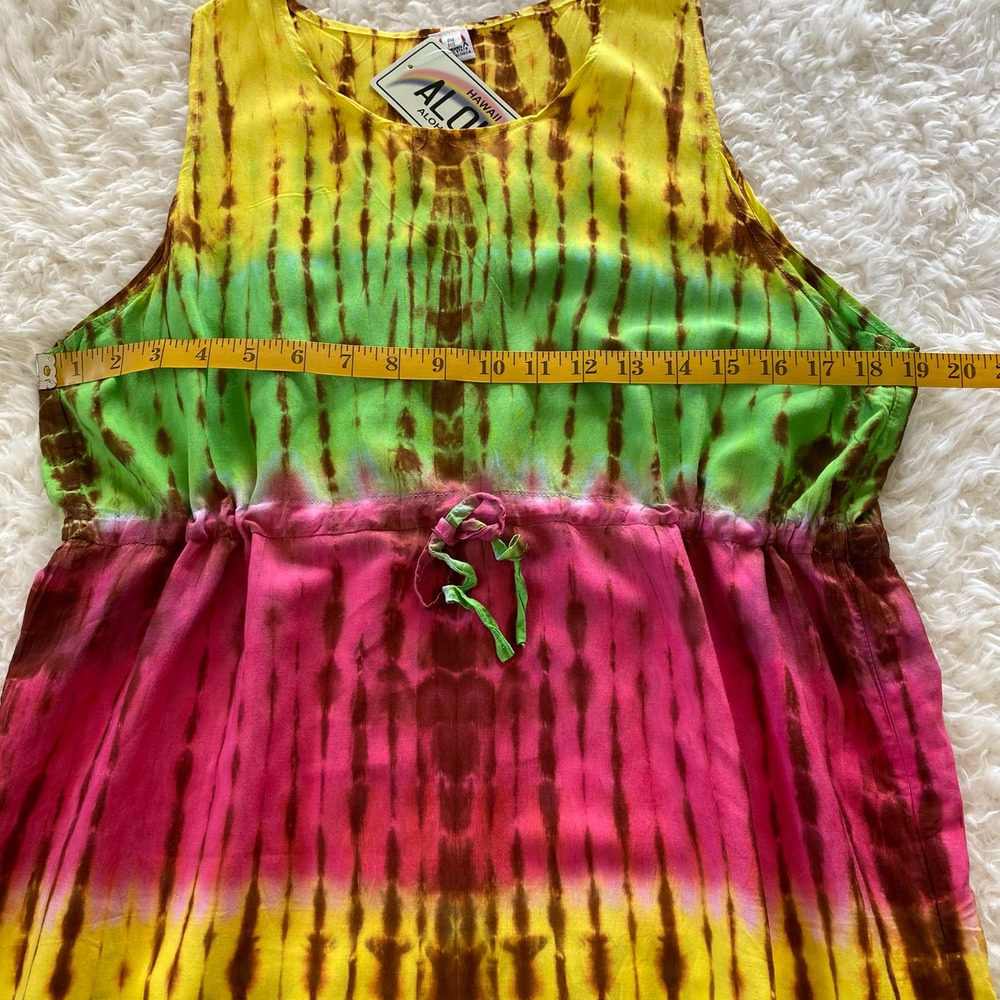 NWT Women’s Hawaii Aloha State Tie Dye String Dress Sundress Coverup One Size - Picture 6 of 7